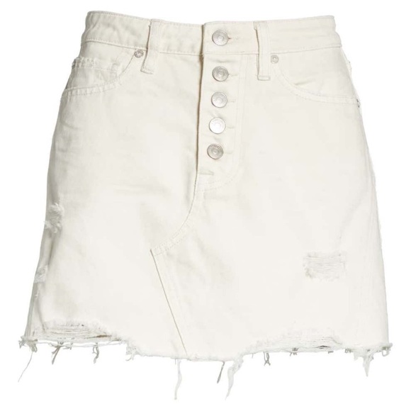 Free people Denim A-Line mini  Skirt in White - Picture 6 of 6